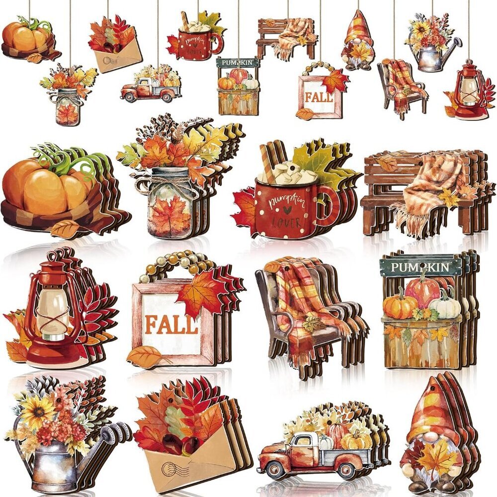 36 Pcs Thanksgiving Tree Decorations Fall Tree Ornaments Pumpkin Gnome Leaf Truc